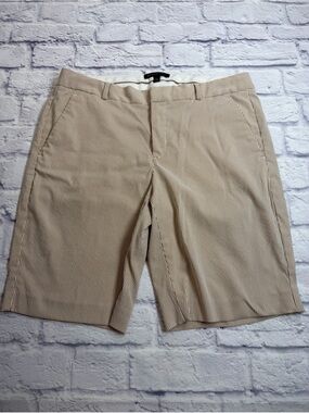 Banana Republic Tan & White Pinstripe Bermuda Shorts. Size 10.